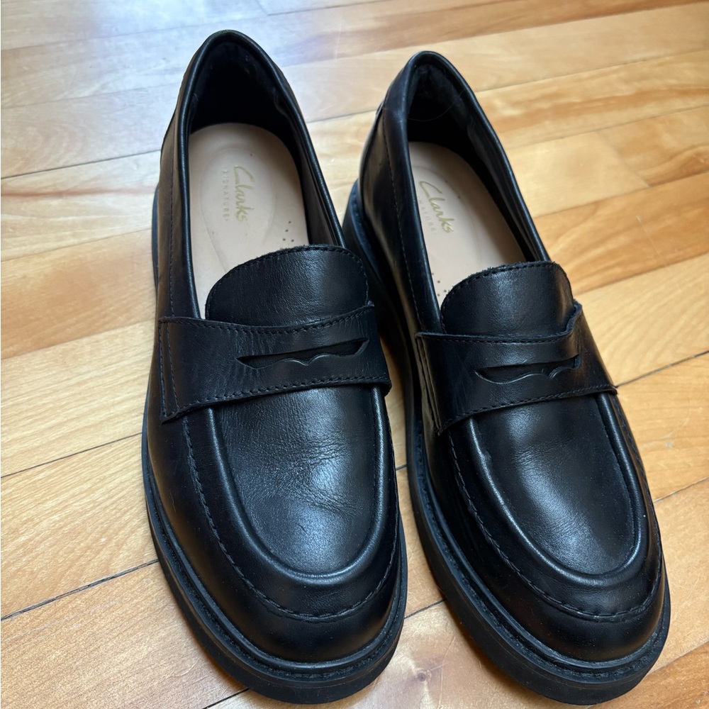 Clarks Black Leather Loafers - Smooth Finish